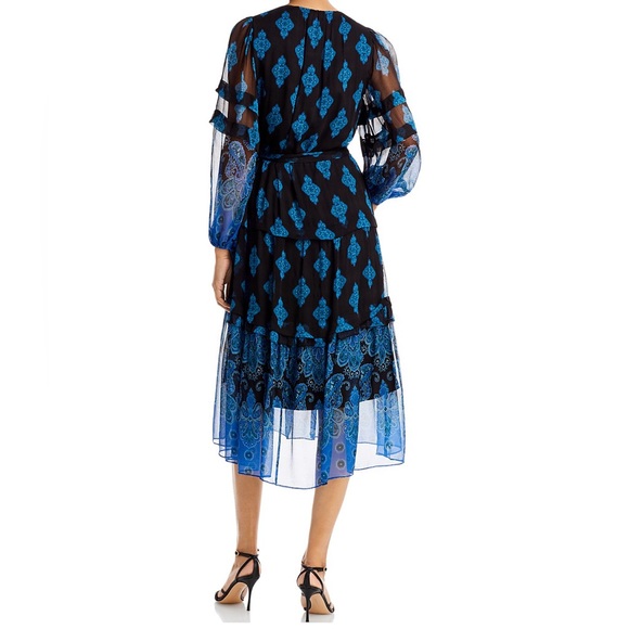 NWT Kobi Halperin Connor Printed Midi Dress, Black Blue Size XXL New w/Tag $548 - Picture 11 of 13